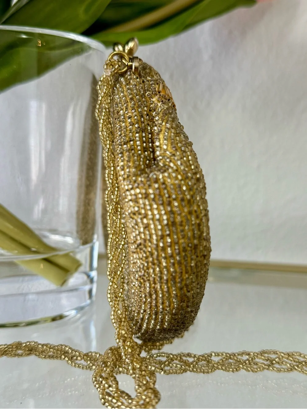 Vintage Richette Japan Gold Beaded Evening Bag Clutch